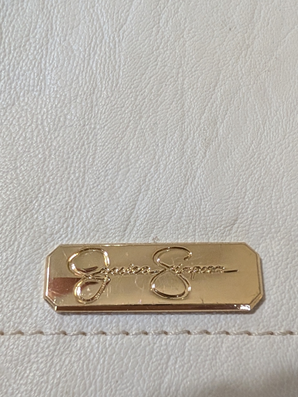 Jessica Simpson White Leather Crossbody Bag with Gold Studs - Picture 2 of 9